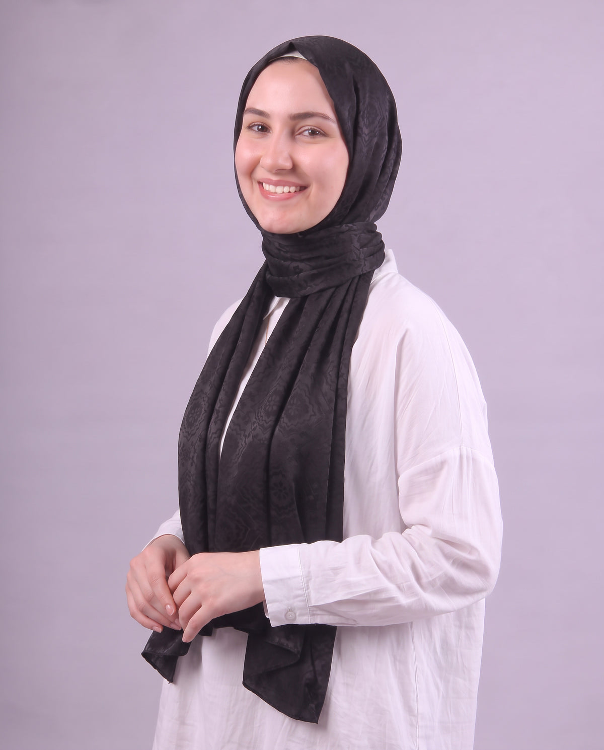Flower Devore Scarf - Black