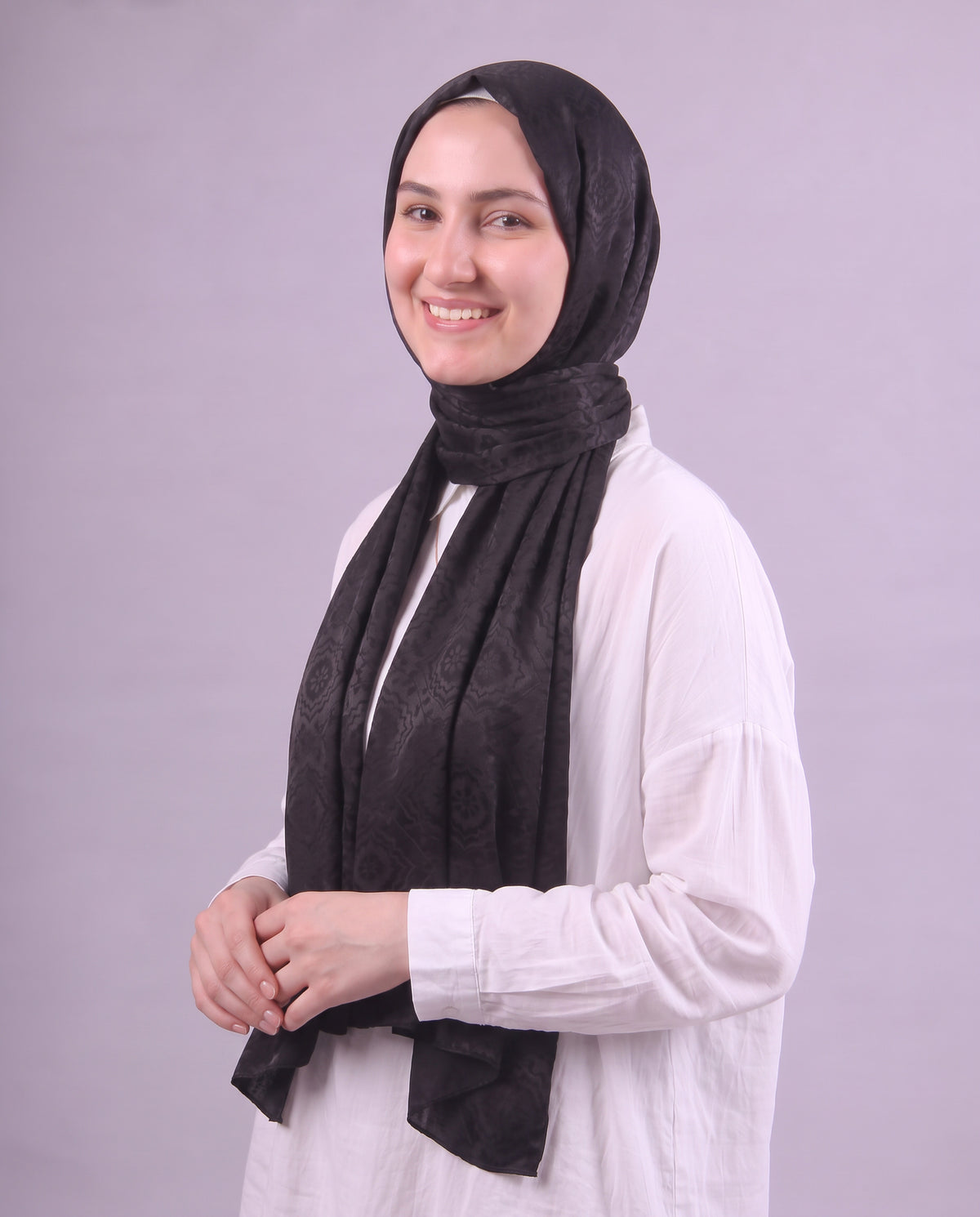 Flower Devore Scarf - Black