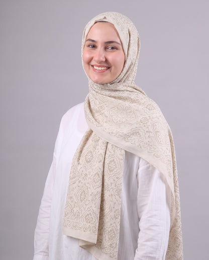 Flower Devore Scarf - Beige