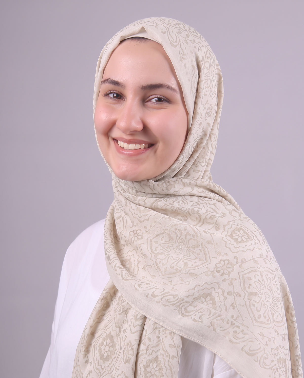 Flower Devore Scarf - Beige