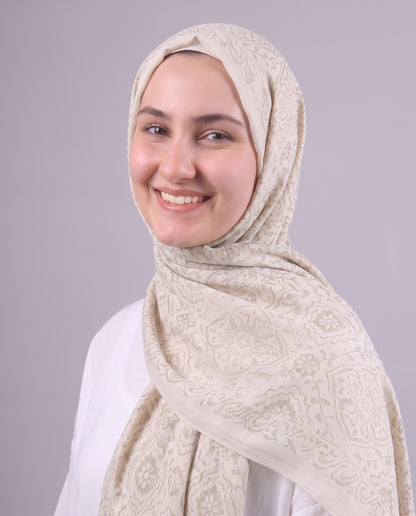 Flower Devore Scarf - Beige