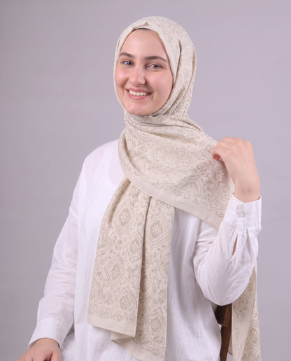 Flower Devore Scarf - Beige