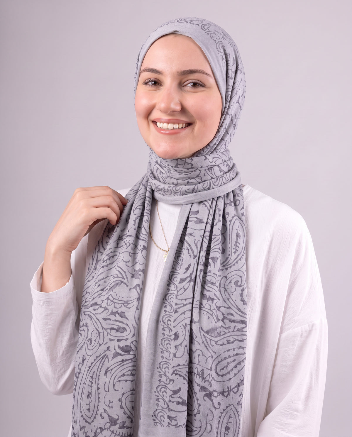 Robean Devore Scarf - Light Grey