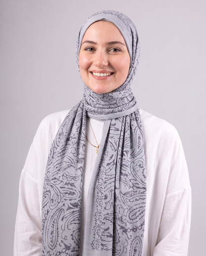 Robean Devore Scarf - Light Grey