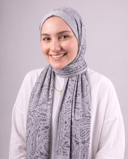 Robean Devore Scarf - Light Grey