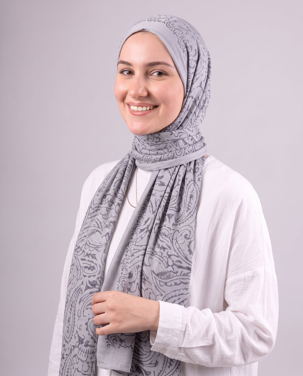 Robean Devore Scarf - Light Grey