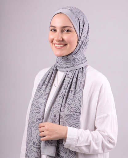 Robean Devore Scarf - Light Grey