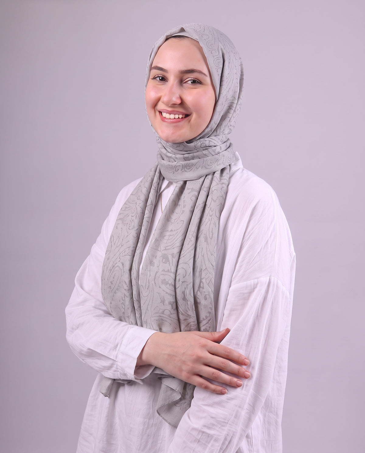 Robean Devore Scarf - Medium Grey