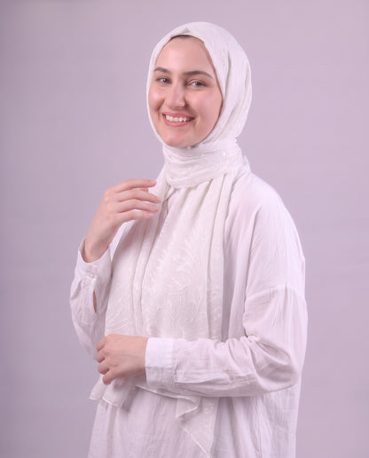 Robean Devore Scarf - White