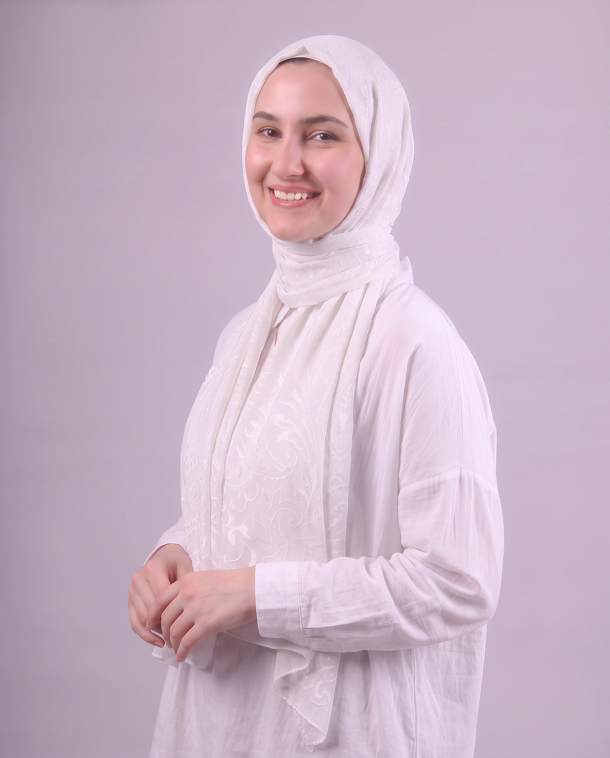Robean Devore Scarf - White