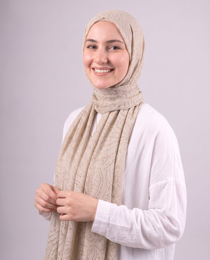 Robean Devore Scarf - Beige