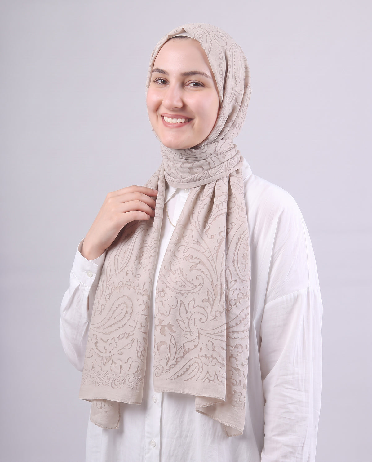 Robean Devore Scarf - Medium Beige