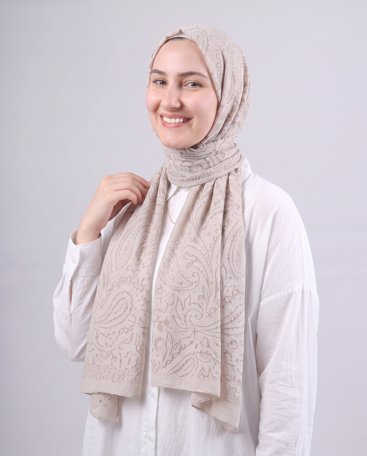 Robean Devore Scarf - Medium Beige