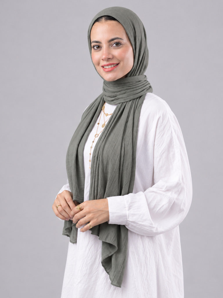 Lulua Plain Cotton Scarf - Olive