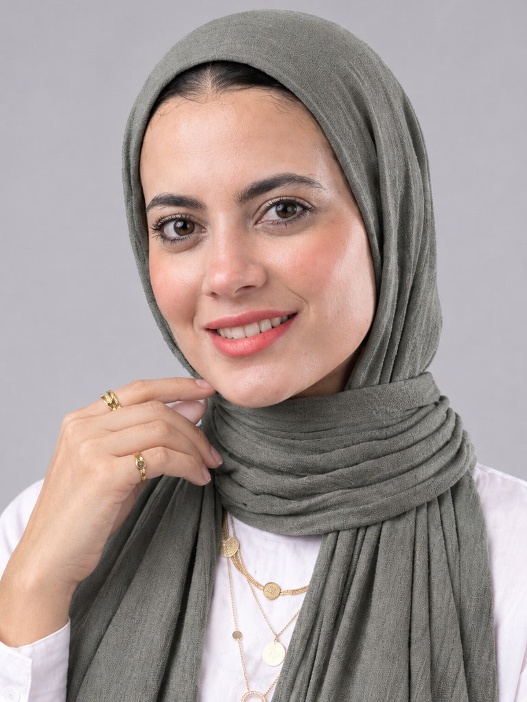 Lulua Plain Cotton Scarf - Olive