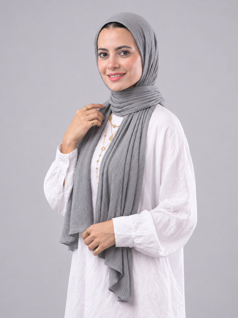 Lulua Plain Cotton Scarf - Grey