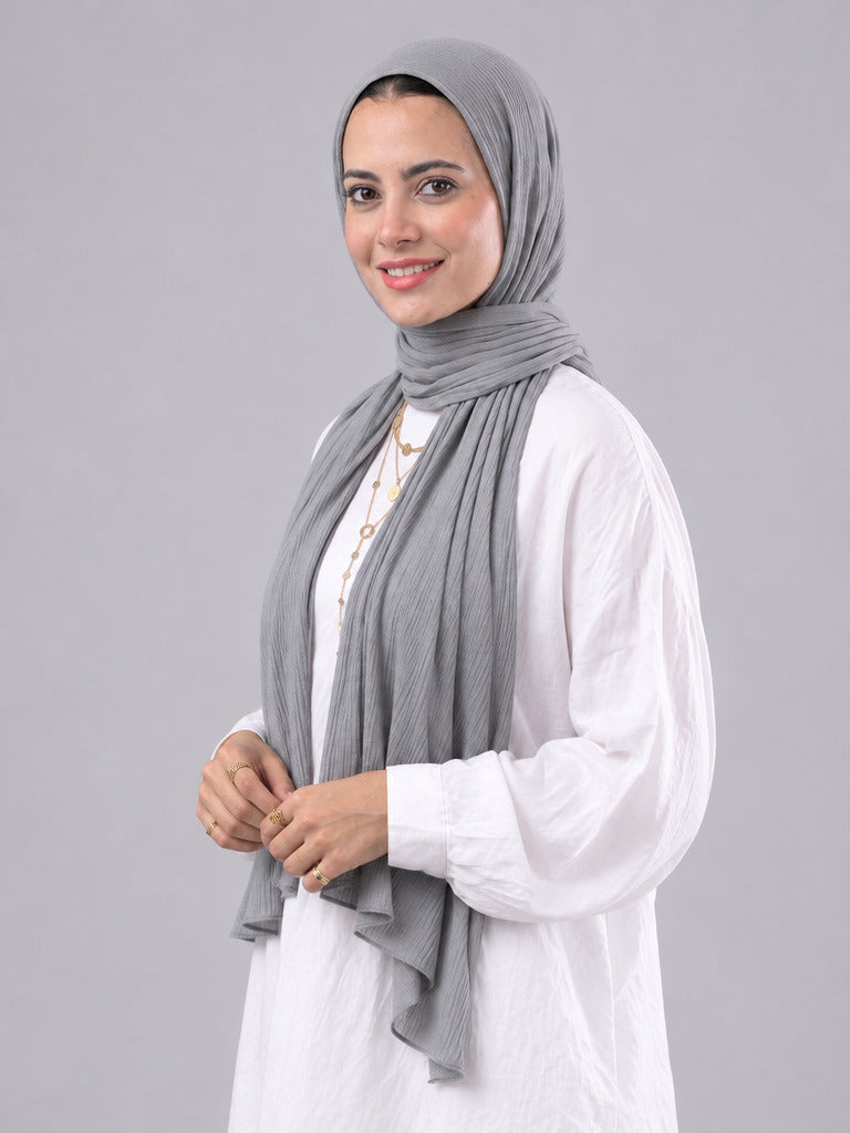 Lulua Plain Cotton Scarf - Grey