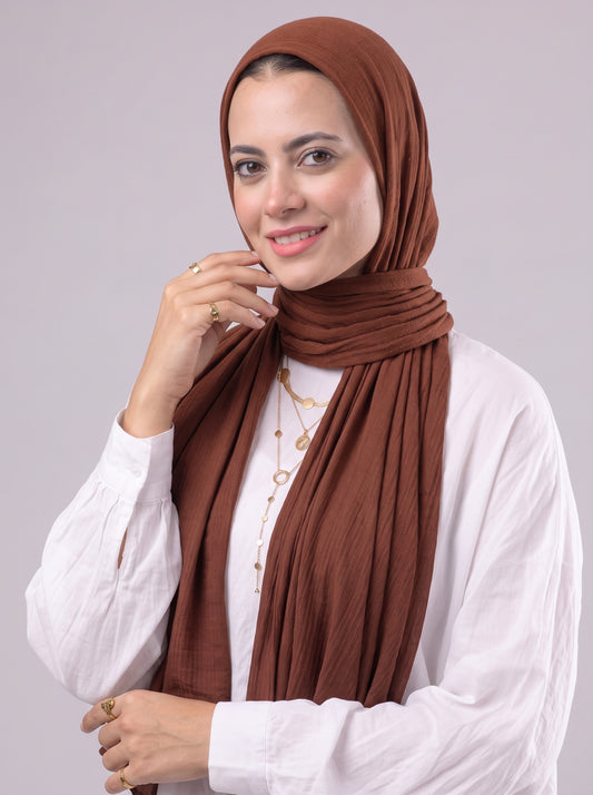 Lulua Plain Cotton Scarf - Brown