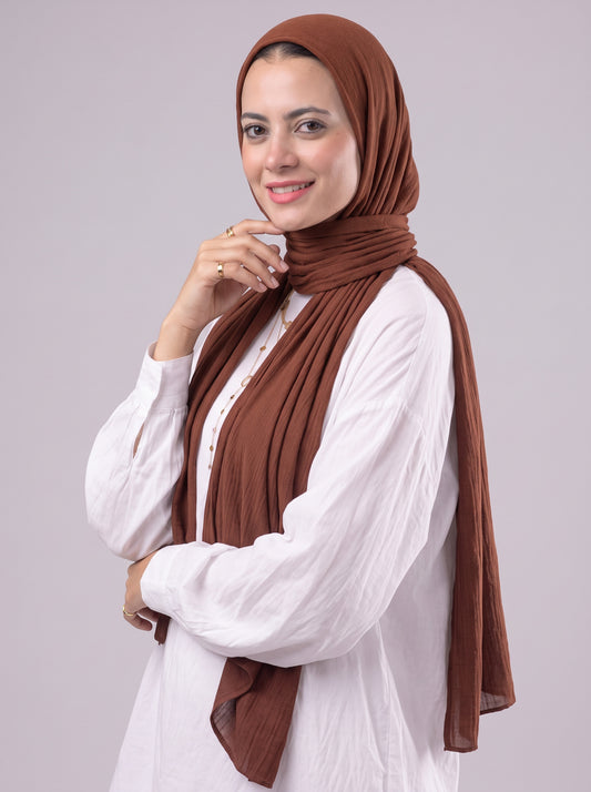 Lulua Plain Cotton Scarf - Brown