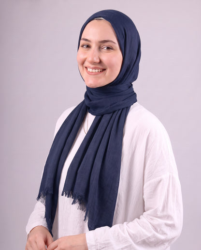 Safnga Cotton Scarf - Navy