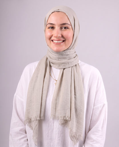 Safnga Cotton Scarf - Grey Beige