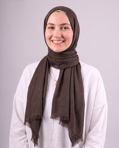 Safnga Cotton Scarf - Dark Brown