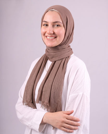 Safnga Cotton Scarf - Medium Café