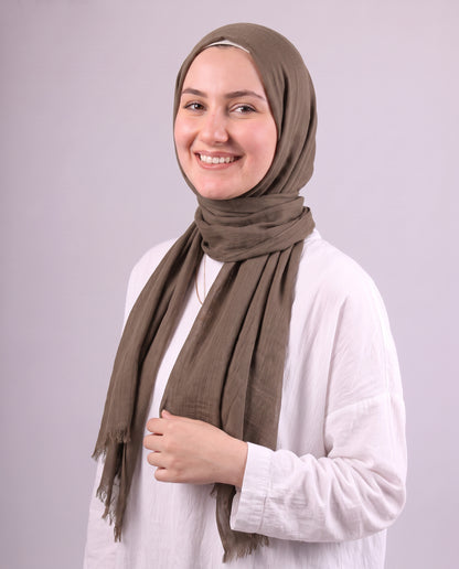 Safnga Cotton Scarf - Dark Café