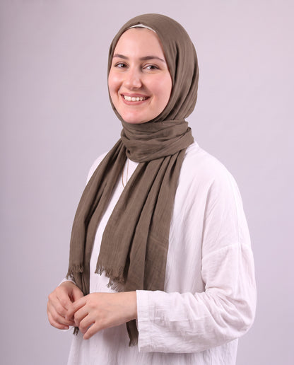 Safnga Cotton Scarf - Dark Café