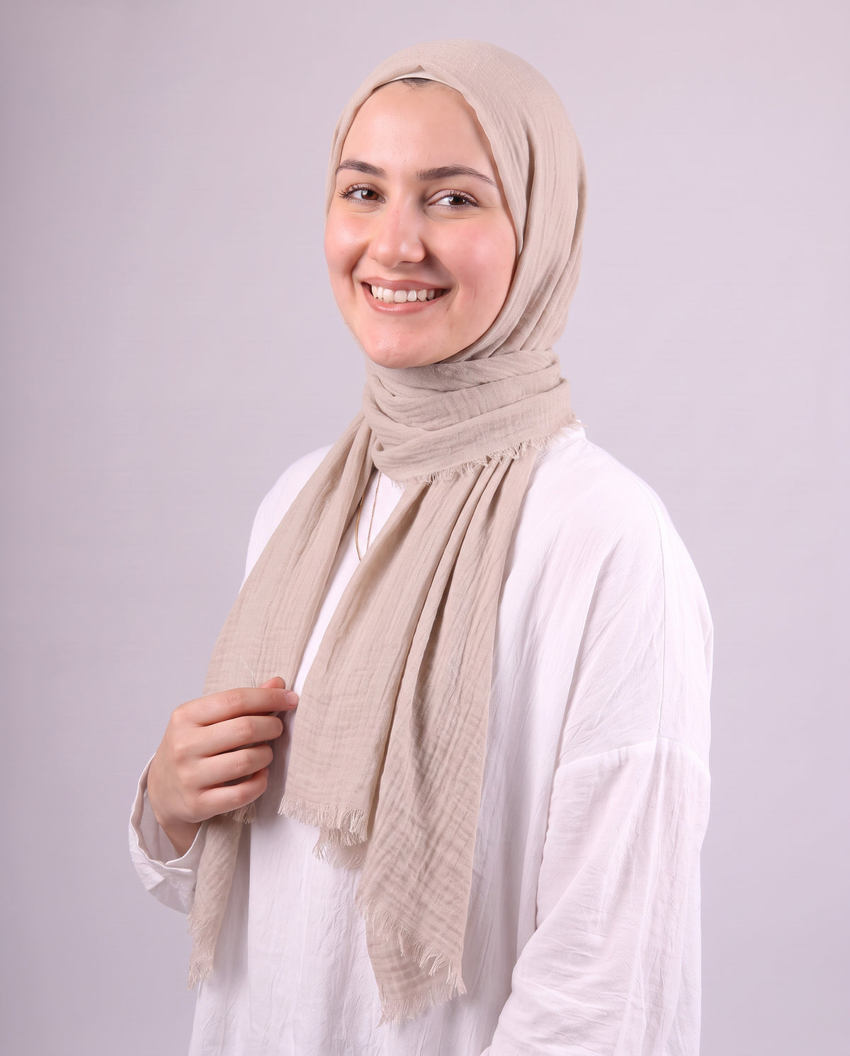 Safnga Cotton Scarf - Medium Beige