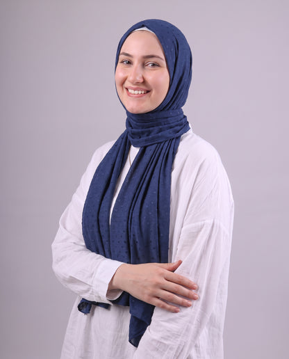 Dots Devore Kuwaiti Scarf - Navy