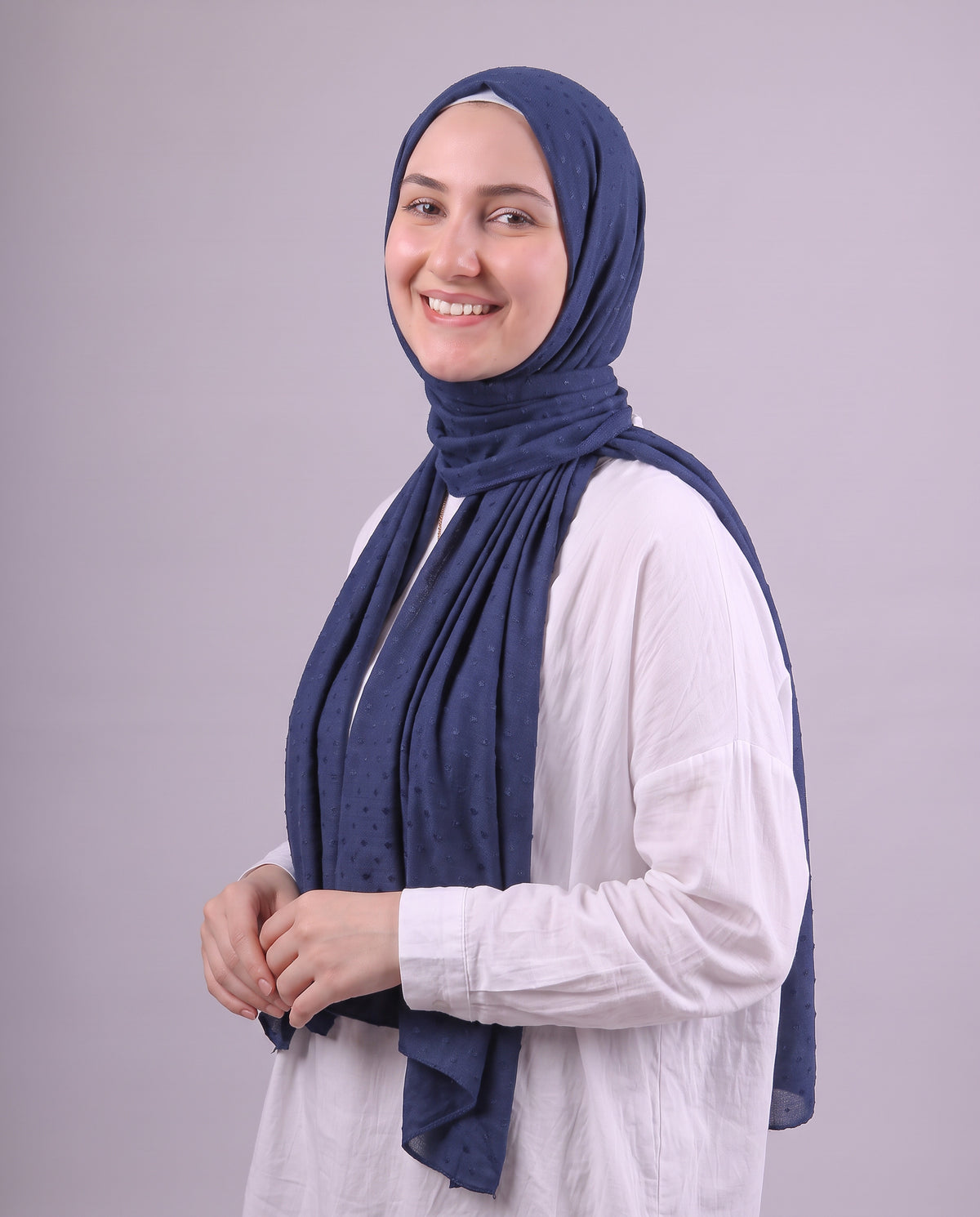 Dots Devore Kuwaiti Scarf - Navy