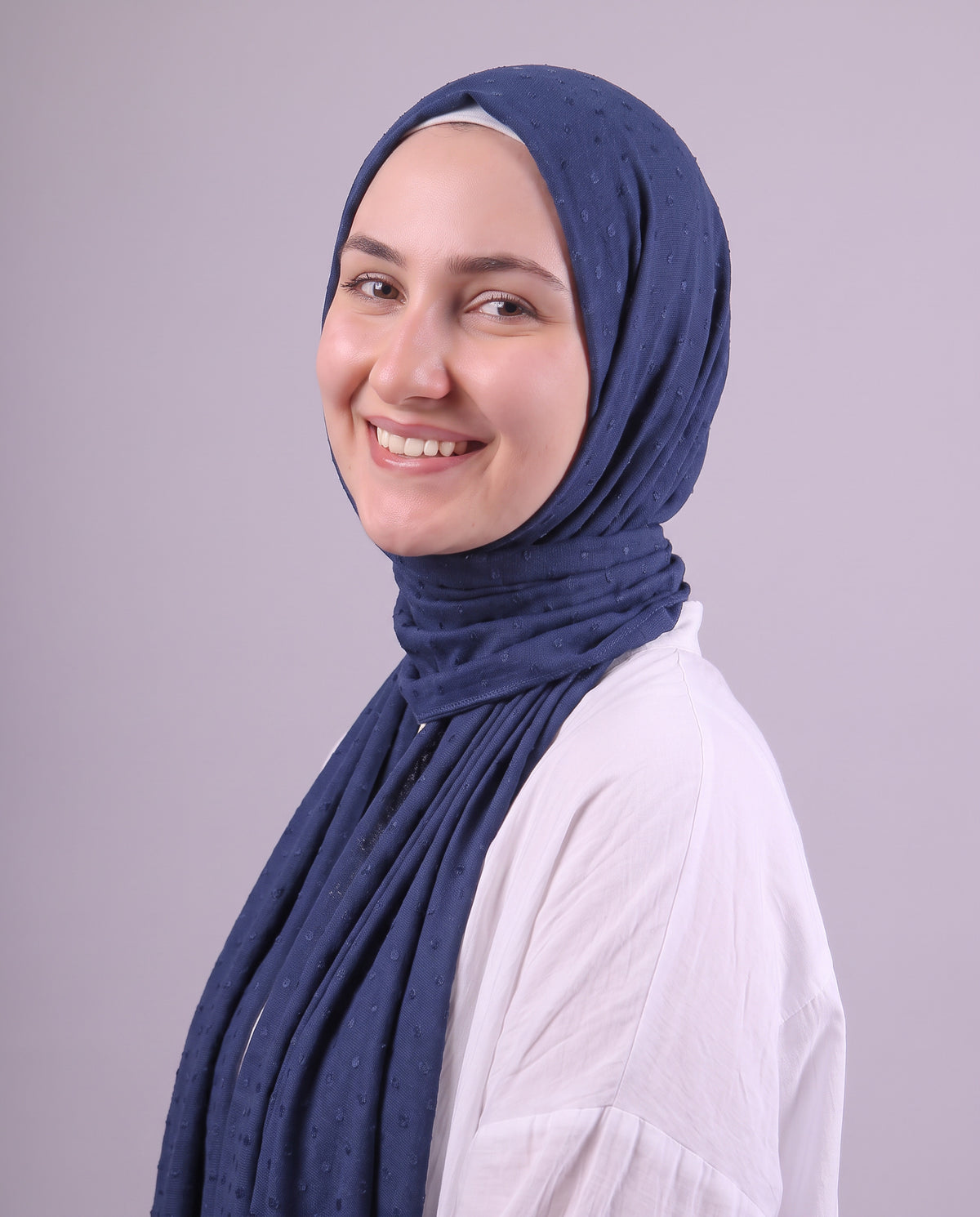 Dots Devore Kuwaiti Scarf - Navy