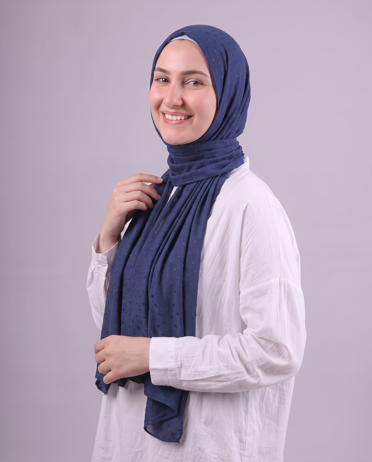 Dots Devore Kuwaiti Scarf - Navy