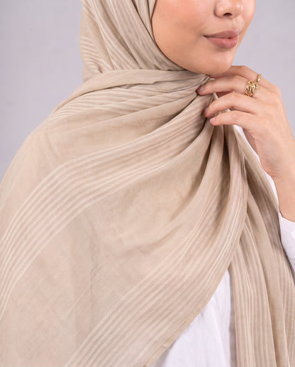 Cotton Stripe Border Kuwaiti Scarf - Caramel