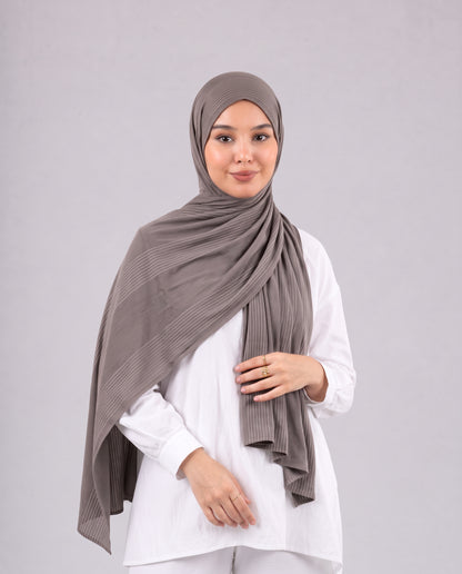 Cotton Stripe Border Kuwaiti Scarf - Light Café