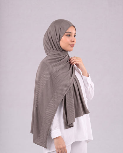 Cotton Stripe Border Kuwaiti Scarf - Light Café