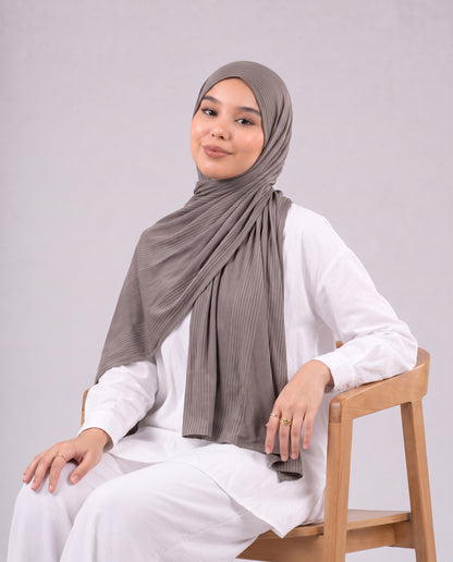Cotton Stripe Border Kuwaiti Scarf - Light Café