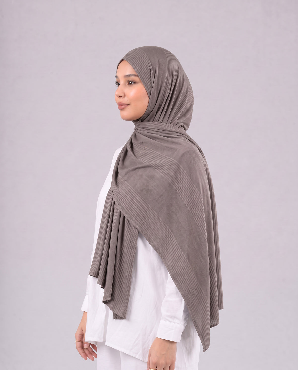Cotton Stripe Border Kuwaiti Scarf - Light Café