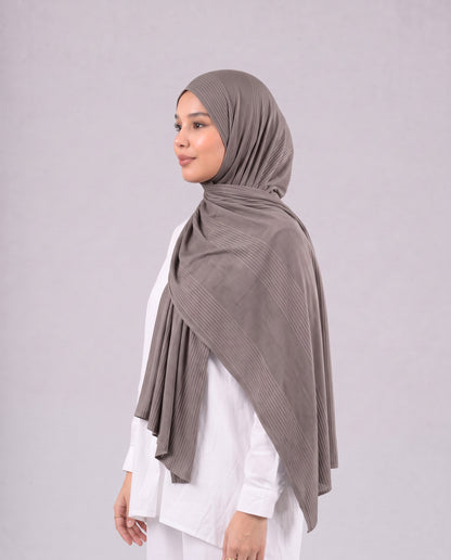 Cotton Stripe Border Kuwaiti Scarf - Light Café