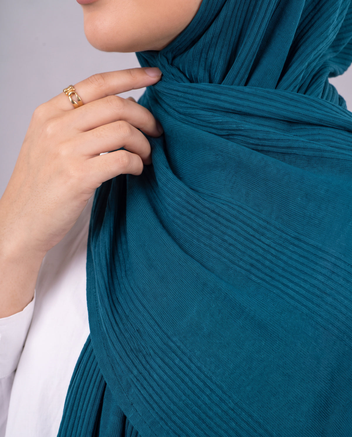 Cotton Stripe Border Kuwaiti Scarf - Teal
