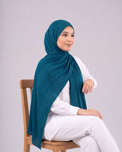 Cotton Stripe Border Kuwaiti Scarf - Teal