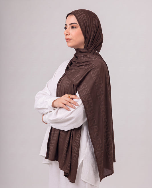 Maze Kuwaiti Scarf - Dark Brown