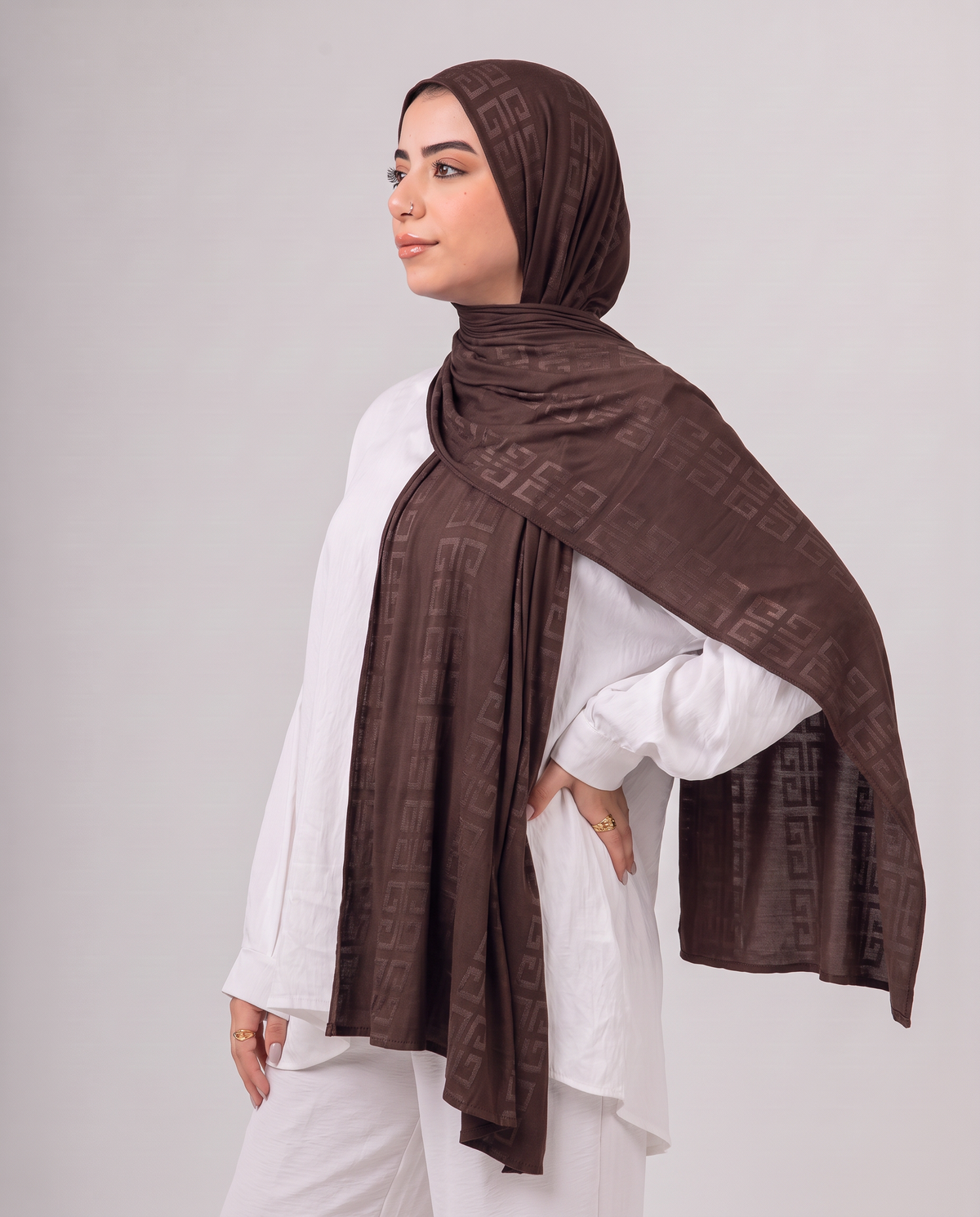 Maze Kuwaiti Scarf - Dark Brown