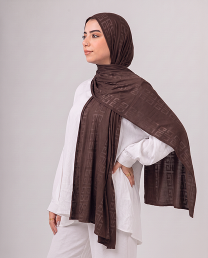 Maze Kuwaiti Scarf - Dark Brown