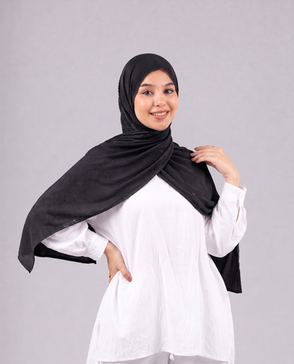 Mirage Pleat Kuwaiti Scarf - Black