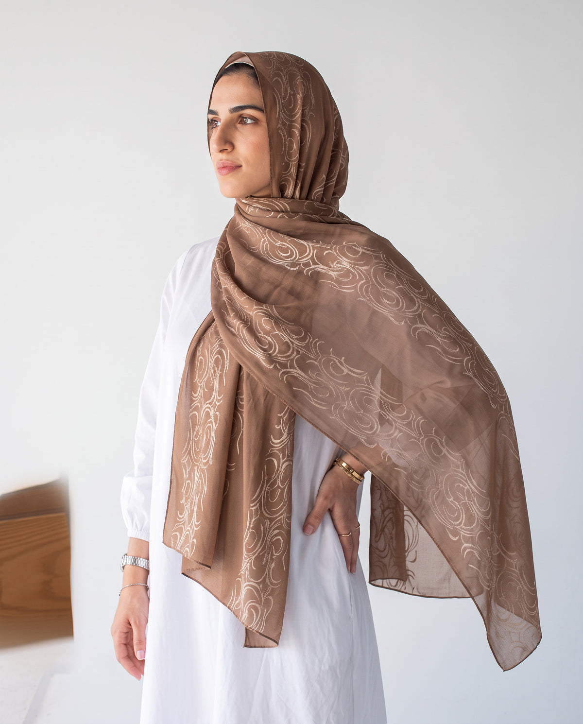 Filigree Kuwaiti Scarf - Cafe