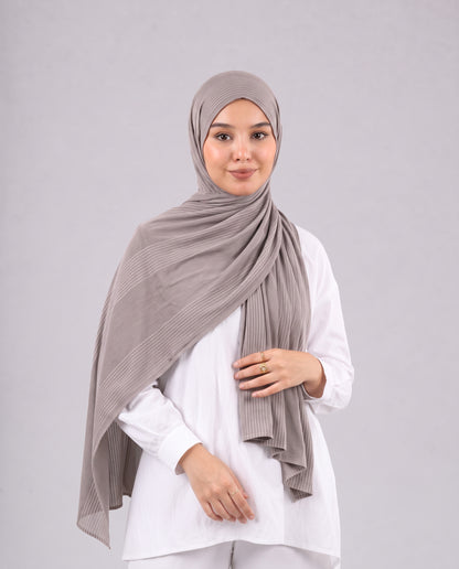 Cotton Stripe Border Kuwaiti Scarf - Café