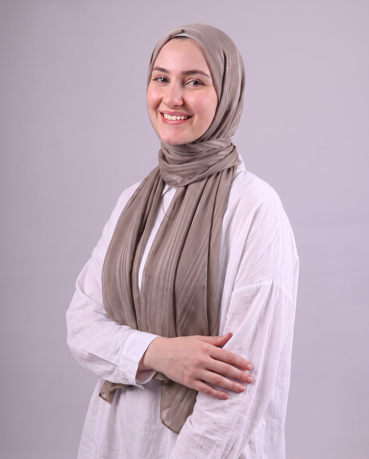 Lines Devore Kuwaiti Scarf - Dark Beige