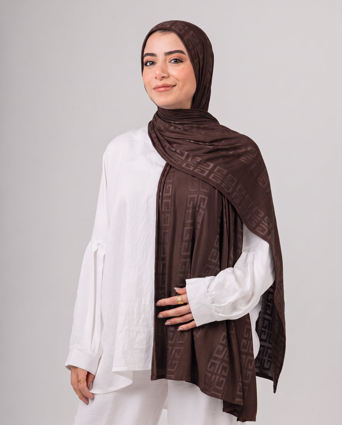 Maze Kuwaiti Scarf - Dark Brown